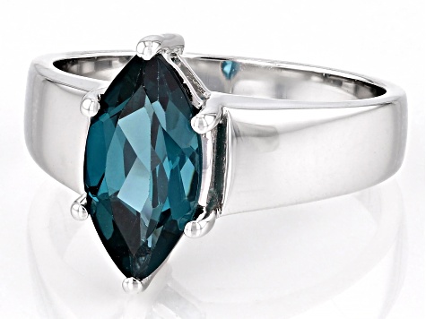 Teal Lab Created Spinel Rhodium Over Sterling Silver Solitaire Ring 1.35ctw