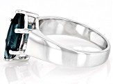 Teal Lab Created Spinel Rhodium Over Sterling Silver Solitaire Ring 1.35ctw