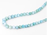 Blue Larimar Rhodium Over Sterling Silver Bolo Necklace