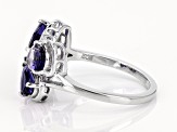 Blue Iolite Rhodium Over Sterling Silver Butterfly Ring 1.62ctw