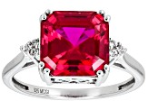 Lab Created Ruby Rhodium Over Sterling Silver Ring 6.36ctw