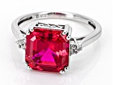 Lab Created Ruby Rhodium Over Sterling Silver Ring 6.36ctw