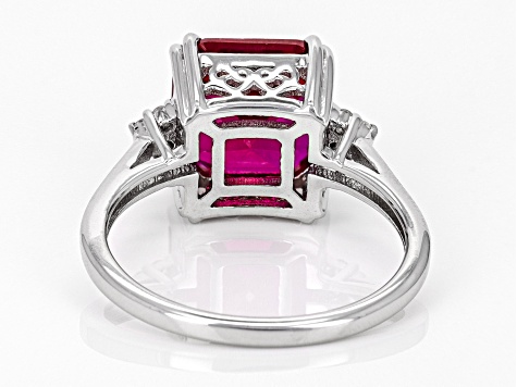 Lab Created Ruby Rhodium Over Sterling Silver Ring 6.36ctw