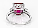 Lab Created Ruby Rhodium Over Sterling Silver Ring 6.36ctw