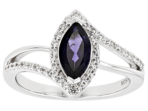 Iolite Rhodium Over Sterling Silver Ring 1.08ctw