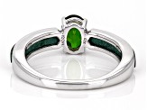 Green Chrome Diopside with Malachite Inlay Rhodium Over Sterling Silver Ring 0.80ct