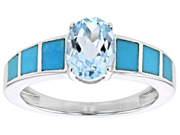 Picture of Sky Blue Topaz Rhodium Over Sterling Silver Ring 1.42