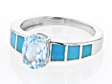 Sky Blue Topaz Rhodium Over Sterling Silver Ring 1.42