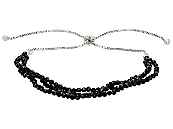 Picture of Black Spinel Rhodium Over Sterling Silver 3-Row Bolo Bracelet 11.00ctw