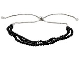 Black Spinel Rhodium Over Sterling Silver 3-Row Bolo Bracelet 11.00ctw