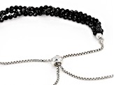 Black Spinel Rhodium Over Sterling Silver 3-Row Bolo Bracelet 11.00ctw
