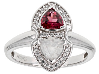 Raspberry Rhodolite Rhodium Over Silver Ring 0.73ctw