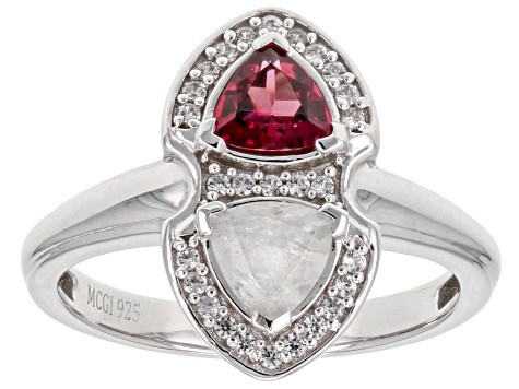 Raspberry Rhodolite Rhodium Over Silver Ring 0.73ctw