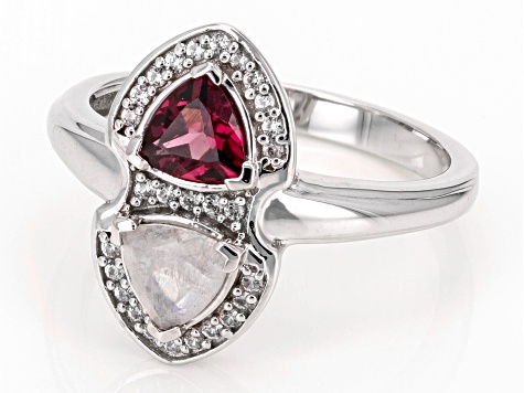 Raspberry Rhodolite Rhodium Over Silver Ring 0.73ctw