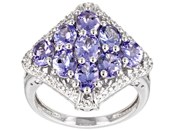 Picture of Blue Tanzanite Rhodium Over Sterling Silver Ring 3.06ctw
