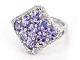 Blue Tanzanite Rhodium Over Sterling Silver Ring 3.06ctw