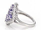 Blue Tanzanite Rhodium Over Sterling Silver Ring 3.06ctw
