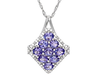 Picture of Blue Tanzanite Rhodium Over Sterling Silver Pendant With Chain 3.06ctw