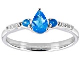 Blue Neon Apatite Rhodium Over Sterling Silver Ring 0.43ctw