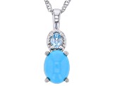 Blue Sleeping Beauty Turquoise Rhodium Over Sterling Silver Pendant With Chain 0.18ct