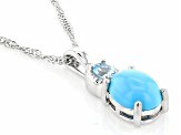 Blue Sleeping Beauty Turquoise Rhodium Over Sterling Silver Pendant With Chain 0.18ct