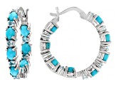 Blue Sleeping Beauty Turquoise Rhodium Over Sterling Silver Hoop Earrings 0.61ctw