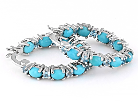 Blue Sleeping Beauty Turquoise Rhodium Over Sterling Silver