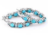 Blue Sleeping Beauty Turquoise Rhodium Over Sterling Silver Hoop Earrings 0.61ctw