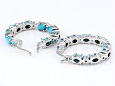 Blue Sleeping Beauty Turquoise Rhodium Over Sterling Silver Hoop Earrings 0.61ctw