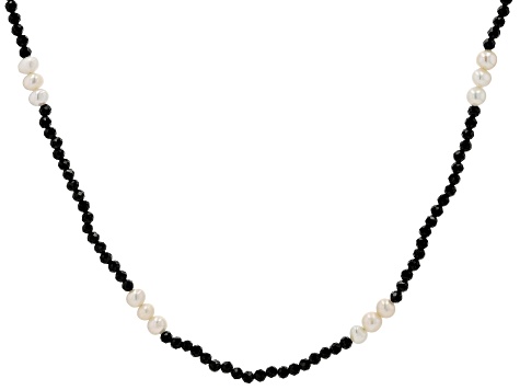 Black Spinel Rhodium Over Sterling Silver Endless Strand Necklace ...