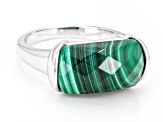 Green Malachite Rhodium Over Sterling Silver Ring