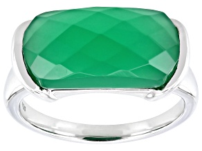 Green Onyx Rhodium Over Sterling Silver Ring