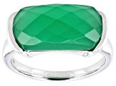 Green Onyx Rhodium Over Sterling Silver Ring