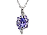 Blue Tanzanite Rhodium Over Sterling Silver Pendant With Chain 1.52ctw
