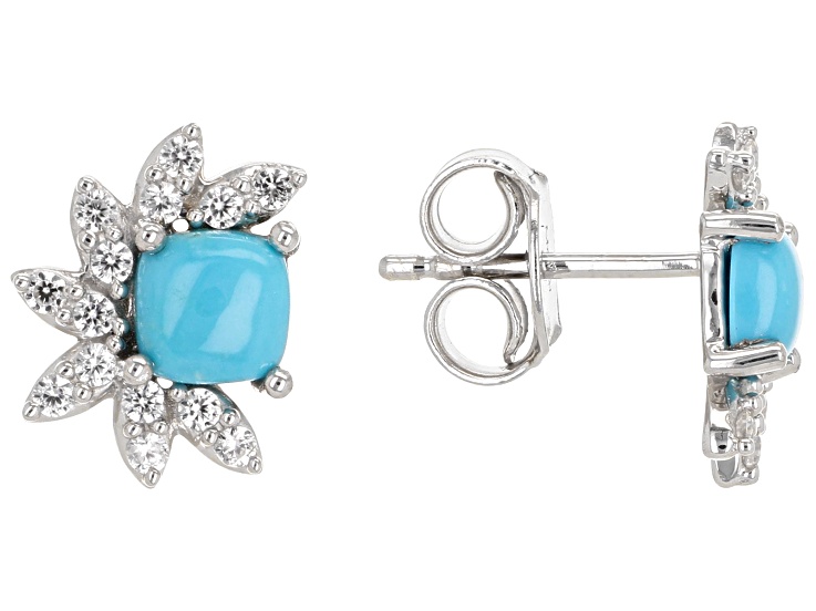 Blue Sleeping Beauty Turquoise Rhodium Over Sterling Silver