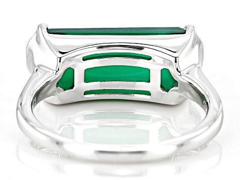 Green Onyx Rhodium Over Sterling Silver Band Ring
