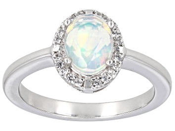 Picture of Ethiopian Opal Rhodium Over Sterling Silver Ring
