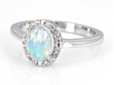 Ethiopian Opal Rhodium Over Sterling Silver Ring