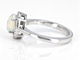 Ethiopian Opal Rhodium Over Sterling Silver Ring