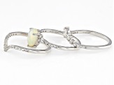 Ethiopian Opal Rhodium Over Sterling Silver Set of 3 Stackable Rings