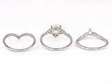 Ethiopian Opal Rhodium Over Sterling Silver Set of 3 Stackable Rings