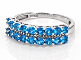 Blue Neon Apatite Rhodium Over Sterling Silver Ring 1.31ctw