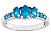 Blue Neon Apatite Rhodium Over Sterling Silver Ring 1.10ctw