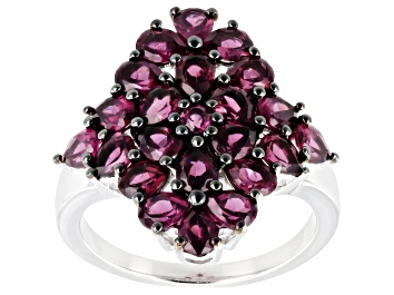 Picture of Raspberry Rhodolite Rhodium Over Sterling Silver Ring 4.09ctw
