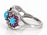 Blue Sleeping Beauty Turquoise Rhodium Over Sterling Silver Ring 1.48ctw