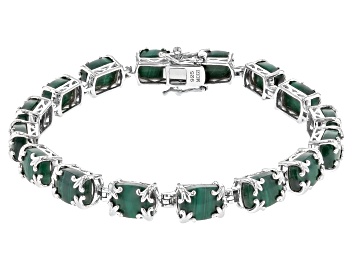 Picture of Green Malachite Rhodium Over Sterling Silver Bracelet