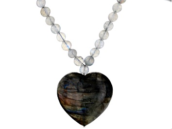 Picture of Grey Labradorite Rhodium Over Sterling Silver Necklace