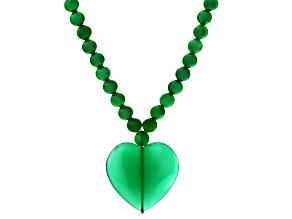 Green Onyx Rhodium Over Sterling Silver Necklace