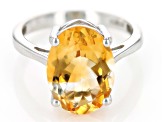 Yellow Citrine Rhodium Over Sterling Silver Ring 4.50ct
