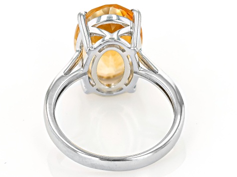 Yellow Citrine Rhodium Over Sterling Silver Ring 4.50ct